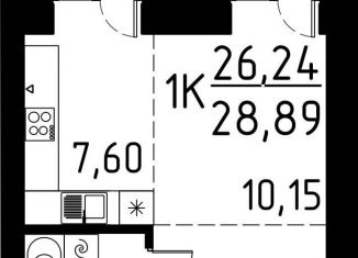 1-ком. квартира на продажу, 28.9 м2, деревня Кисловка, улица Марины Цветаевой, 42
