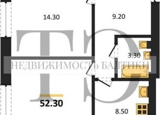 Продам 2-ком. квартиру, 52.3 м2, Калининград, Воздушный переулок, 6, ЖК Ратсхоф Парк