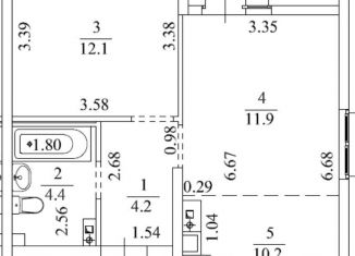 Продам 1-ком. квартиру, 42.8 м2, Екатеринбург, Отрадная улица, 1Ак1, Верх-Исетский район