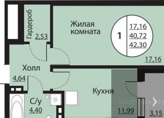 1-комнатная квартира на продажу, 41.8 м2, Санкт-Петербург, Московский проспект, Московский проспект, 138