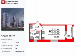 Продажа квартиры студии, 21.6 м2, Санкт-Петербург, метро Озерки