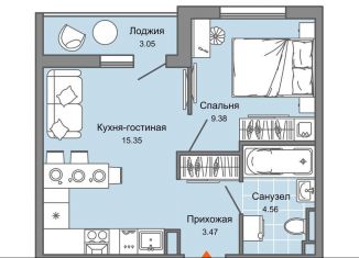 Продаю 1-комнатную квартиру, 34 м2, Ульяновск, жилой комплекс Светлые кварталы, 3