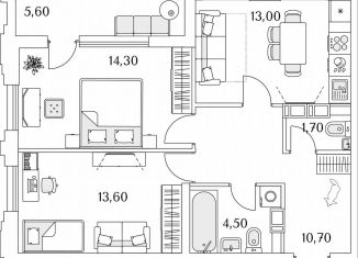 Двухкомнатная квартира на продажу, 28.4 м2, Санкт-Петербург, Планерная улица, 99, муниципальный округ Юнтолово