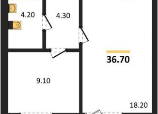 Продам 1-комнатную квартиру, 36.7 м2, Калининград, Московский район, Акварельная улица