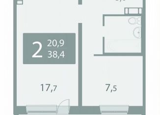 Двухкомнатная квартира на продажу, 38.4 м2, поселок Зональная Станция, улица Королёва, 20