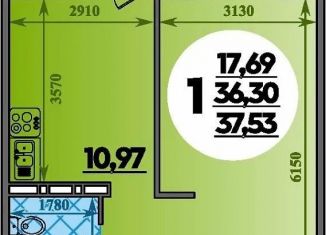 Однокомнатная квартира на продажу, 37.5 м2, Крымск