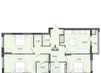 Продажа 3-комнатной квартиры, 88.6 м2, Рязань, улица Островского, 122к1