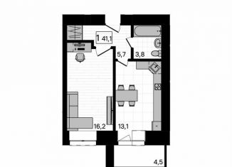 Продажа 1-ком. квартиры, 41.1 м2, село Чигири