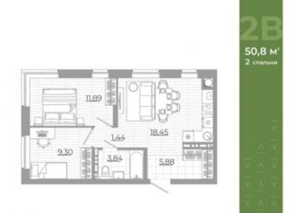 Двухкомнатная квартира на продажу, 51 м2, Астрахань, Боевая улица, 132с1