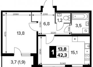 Продается 1-ком. квартира, 42.3 м2, Москва, станция Водники