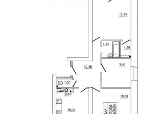 Продаю 3-ком. квартиру, 82.9 м2, деревня Новосельцы, Юбилейная улица, 17