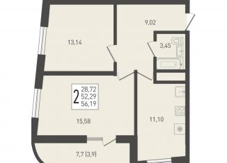 Продажа двухкомнатной квартиры, 56.2 м2, посёлок Берёзовый