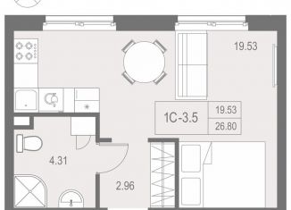 Продам квартиру студию, 26.2 м2, Санкт-Петербург, метро Елизаровская