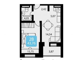 Продажа 2-ком. квартиры, 44 м2, Тюмень, улица Ю.-Р.Г. Эрвье, 34к1, ЖК Набережный Квартал