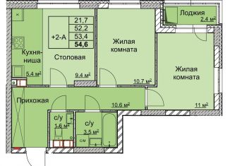 Продажа двухкомнатной квартиры, 53.4 м2, Нижний Новгород, переулок Профинтерна, ЖК Маяковский Парк