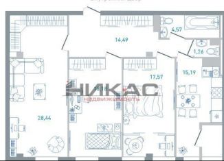 Трехкомнатная квартира на продажу, 102.3 м2, Ярославль, ЖК Ярославль Сити, Московский проспект, 78