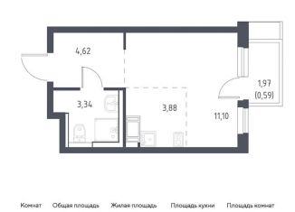 Продам квартиру студию, 23.5 м2, деревня Мисайлово, микрорайон Пригород Лесное, к6