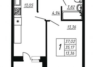 Продается 1-ком. квартира, 37 м2, Краснодар, улица им. Сорока А.М., 7, ЖК Жилой Квартал