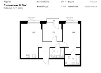 Продается 2-комнатная квартира, 61.3 м2, Санкт-Петербург, метро Волковская