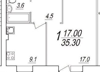 1-комнатная квартира на продажу, 35.3 м2, поселок Лесково, посёлок Лесково, 45