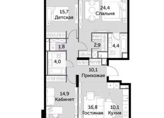 Продажа четырехкомнатной квартиры, 107 м2, Москва, жилой комплекс Сидней Сити, к2, станция Хорошёво