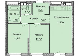 Продаю 2-комнатную квартиру, 55.2 м2, Ижевск, Устиновский район