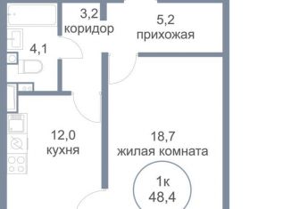 Продаю 1-комнатную квартиру, 48.4 м2, деревня Голубое, Парковый бульвар, 2к3