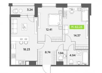 Продается 3-комнатная квартира, 62 м2, Санкт-Петербург, метро Звёздная