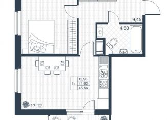 Продается однокомнатная квартира, 45.9 м2, Коммунар, Ново-Антропшинская улица, 5