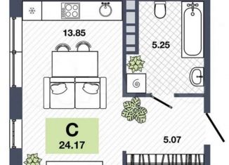 Продам квартиру студию, 24.2 м2, Тюмень, Ставропольская улица, 95, ЖК Зелёный квартал Uno