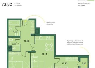 Продам 3-комнатную квартиру, 73.8 м2, село Засечное, ЖК Петровский Квартал, Олимпийская улица, 5