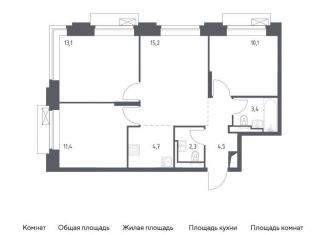 Продам четырехкомнатную квартиру, 64.7 м2, Москва, Можайский район, жилой комплекс Верейская 41, к2.2