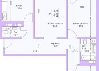 Продаю 3-ком. квартиру, 73 м2, Казань, ЖК Светлая Долина