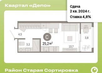 Продается квартира студия, 25.2 м2, Екатеринбург, метро Уральская