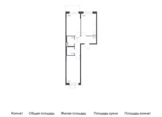 Продам 2-комнатную квартиру, 57.3 м2, Московская область, жилой комплекс Квартал Ивакино, к3