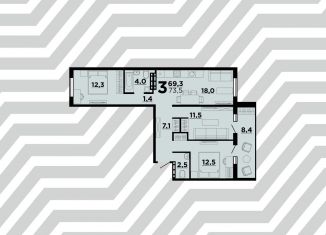 Продается 3-ком. квартира, 73.5 м2, Волгоград, ЖК Парк Европейский