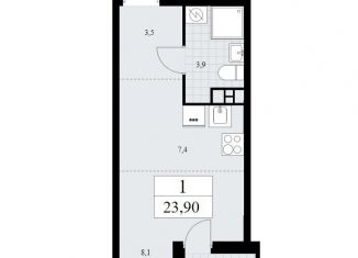 Продам 1-комнатную квартиру, 64.3 м2, Москва, станция ЗИЛ, улица Архитектора Щусева, 3