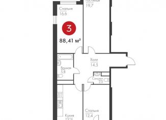 Продам трехкомнатную квартиру, 88.4 м2, Самара, проспект Масленникова, 14А