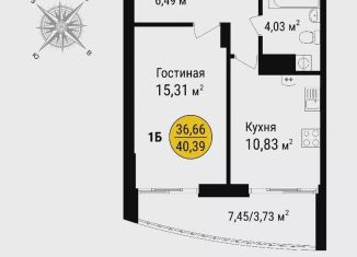 Продаю 1-комнатную квартиру, 40.4 м2, посёлок городского типа Гаспра