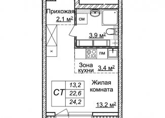 Продам квартиру студию, 24.2 м2, Нижний Новгород, ЖК Новая Кузнечиха, жилой комплекс Новая Кузнечиха, 8