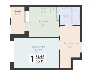 Продается 1-комнатная квартира, 33.2 м2, Воронеж