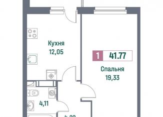 1-комнатная квартира на продажу, 41.8 м2, Ленинградская область