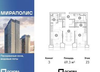 Продается трехкомнатная квартира, 69.3 м2, Москва, метро Ботанический сад