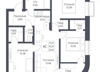 Продам 4-комнатную квартиру, 84.9 м2, Новосибирская область