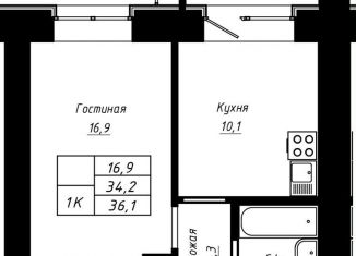 Продается 1-комнатная квартира, 36.1 м2, Барнаул