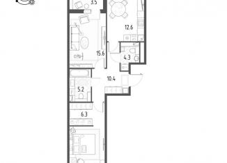 Продам двухкомнатную квартиру, 67.9 м2, Омская область, микрорайон Зелёная Река, 1