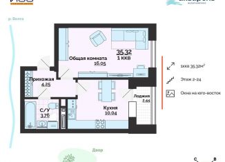 Продам 1-комнатную квартиру, 35.3 м2, Ульяновск, Заволжский район