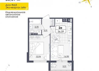 Продажа однокомнатной квартиры, 36.6 м2, Ульяновская область, Камышинская улица, 123