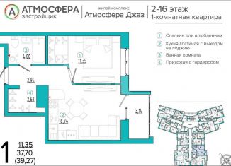 Продается 1-комнатная квартира, 37.7 м2, Брянск