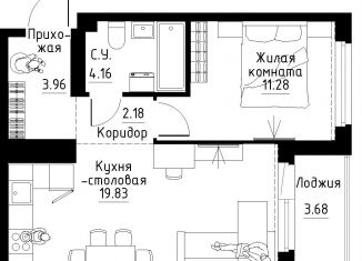 1-комнатная квартира на продажу, 43.3 м2, Свердловская область, Золотистый бульвар, 13